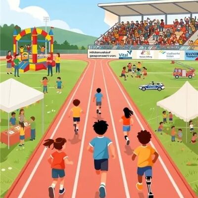 Bild vergr&ouml;&szlig;ern: Plakat mit Kindern  die Laufen_DENGEL